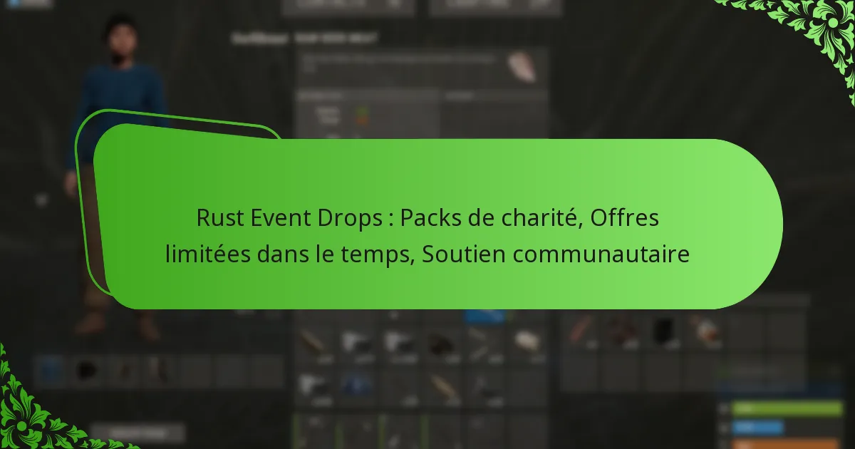 Rust Event Drops : Packs de charité, Offres limitées dans le temps, Soutien communautaire