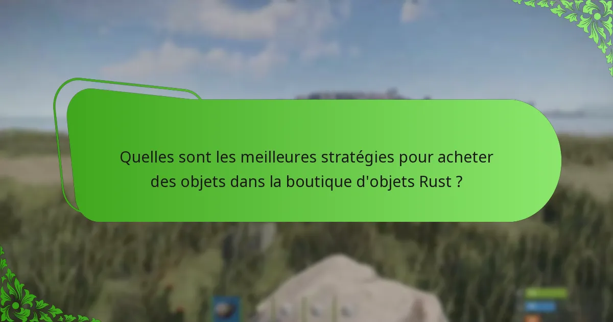 Quelles sont les meilleures stratégies pour acheter des objets dans la boutique d’objets Rust ?